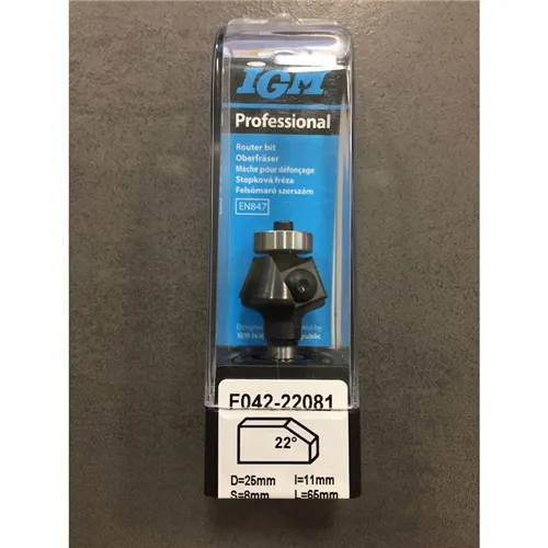 IGM F042 Frez kątowy z płytkami wymiennymi HW, 22° D25x11 L65 S=8 (Używane)