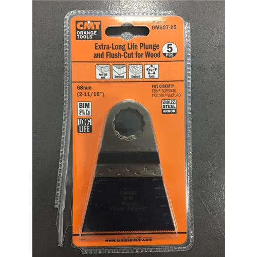 CMT Brzeszczot BIM z podwyższoną żywotnością do cięcia wgłębnego w drewnie, 68mm, zestaw 5 szt., Fein, Festool (Rozpakowany)