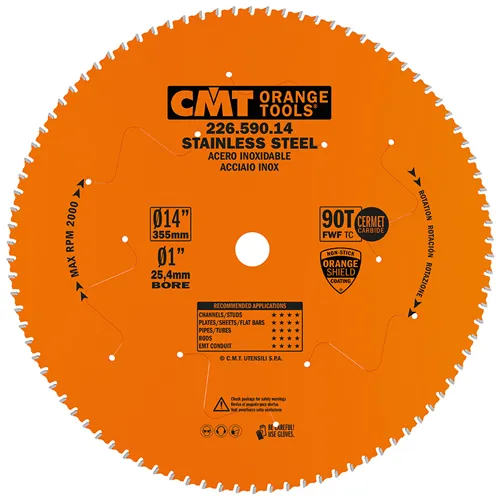 CMT Xtreme Piła przemysłowa do stali nierdzewnej - D355x2,2 d25,4 Z90 HW