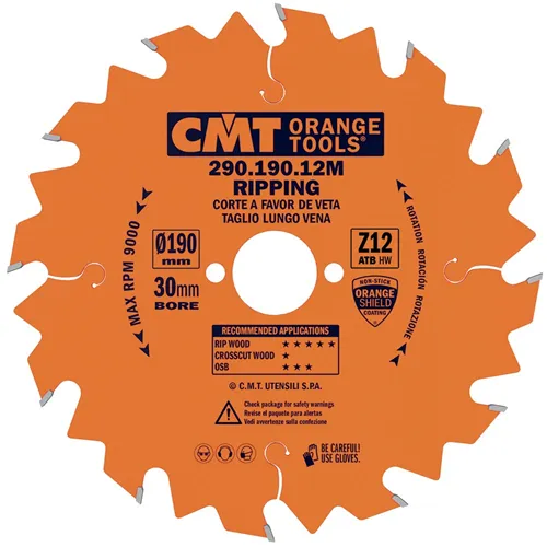 CMT Orange Piła do cięcia wzdłużnego - D190x30 Z12 HW