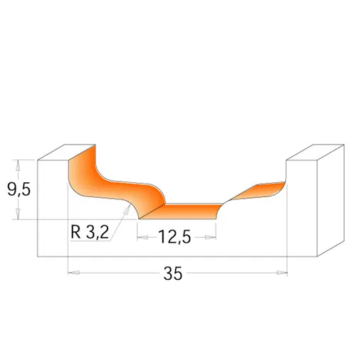 CMT C970 Frez dekoracyjny - D35 d2=12,5 I9,5 R3,2 S=12