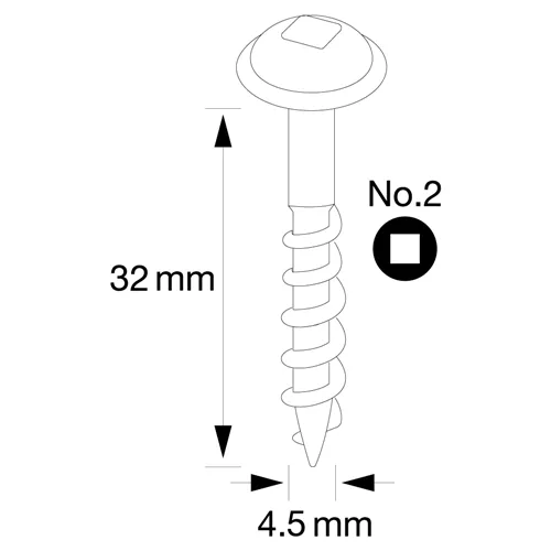 IGM Pocket Hole Wkręty - 4,5x32mm, gruby gwint, główka talerzowa, 300 szt.