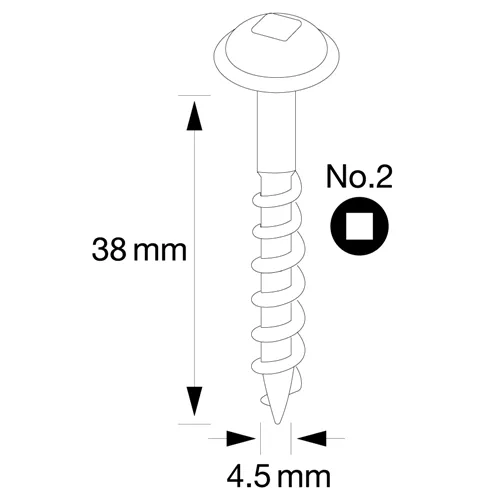 IGM Pocket Hole Wkręty - 4,5x38mm, gruby gwint, główka talerzowa, 200 szt.