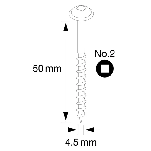 IGM Pocket Hole Wkręty - 4,5x50mm, gruby gwint, główka talerzowa, 150 szt.