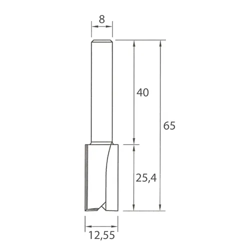 IGM M100 Frez do rowków - D12,55x25,4 L65 S=8 HW