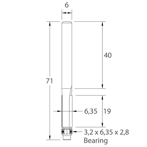 IGM M106 Frez obcinający - D6,35x19 L71 S=6 HW