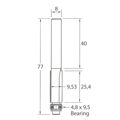 IGM M106 Frez obcinający - D9,53x25,4 L77 S=8 HW