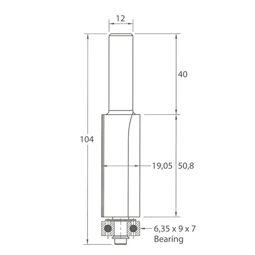 IGM M106 Frez obcinający - D19,05x50,8 L104 S=12 HW