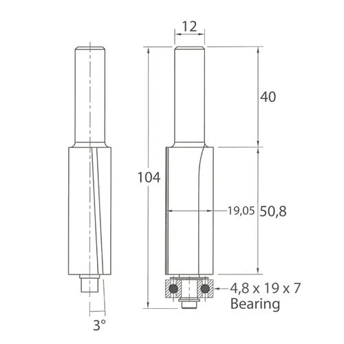 IGM M107 Frez obcinający z ostrzem skośnym - D19,05x50,8 L104 S=12 HW