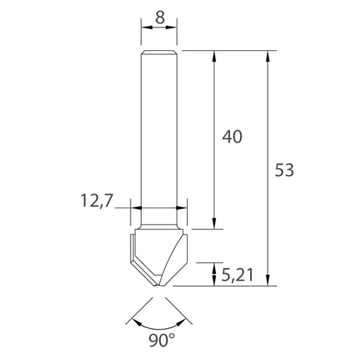 IGM M115 Frez do Alucobond - 90° D12,7x5,21 L53 S=8 HW