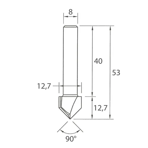 IGM M115 Frez bruzdujący - 90° D12,7x12,7 L53 S=8 HW