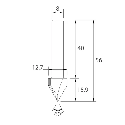 IGM M116 Frez literujący 60° - D12,7x15,9 L56 S=8 HW