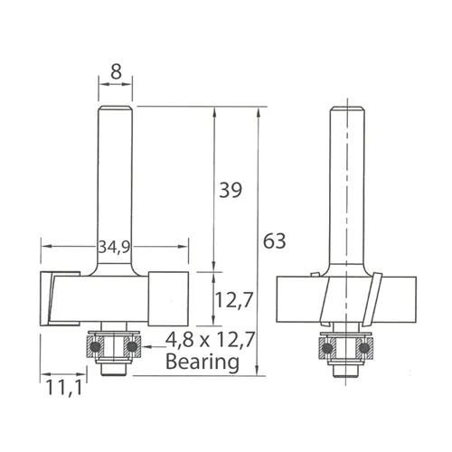 IGM M135 Frez do wręgowania - D34,9x12,7 H11,1 L63 S=8 HW